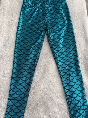 Teal Mermaid Scale Leggings - Bottoms